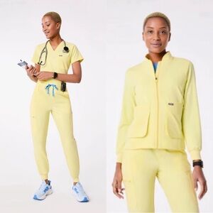 Figs sunlight 3 piece set- small hw Zamora, xs Catarina, xs camels jacket